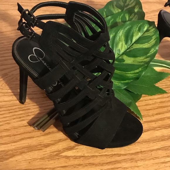JESSICA SIMPSON Black Suede Strappy Sandals - Picture 4 of 6